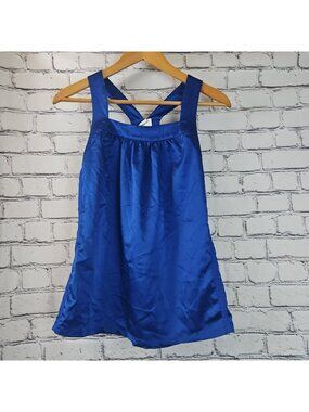Y2K Converse One Star Womens Small  Blue Satin Babydoll Cami Top Skater 90s